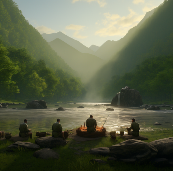 Serene Anglers at Golden Hour