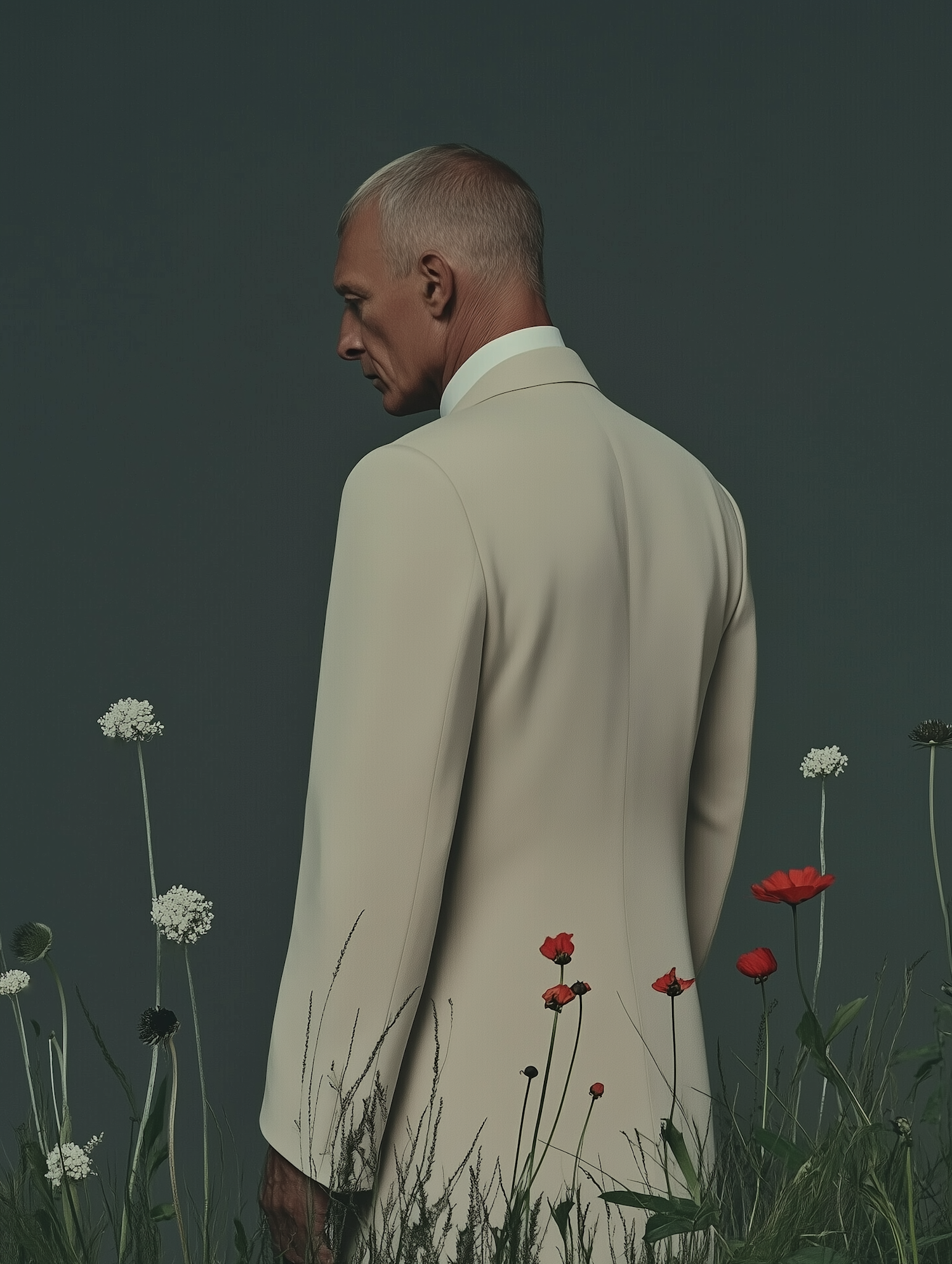 Man in Wildflower Field