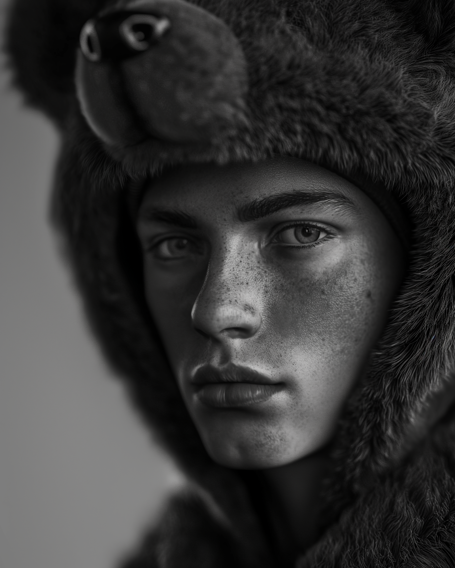 Piercing Gaze in Bear Hood