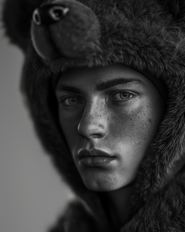 Piercing Gaze in Bear Hood