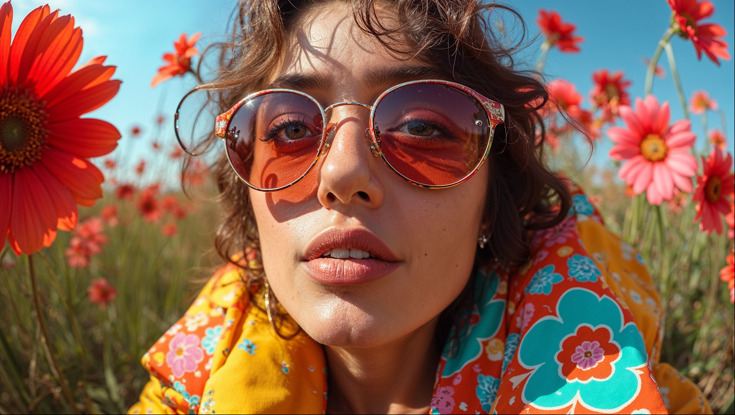 Person with Floral Sunglasses