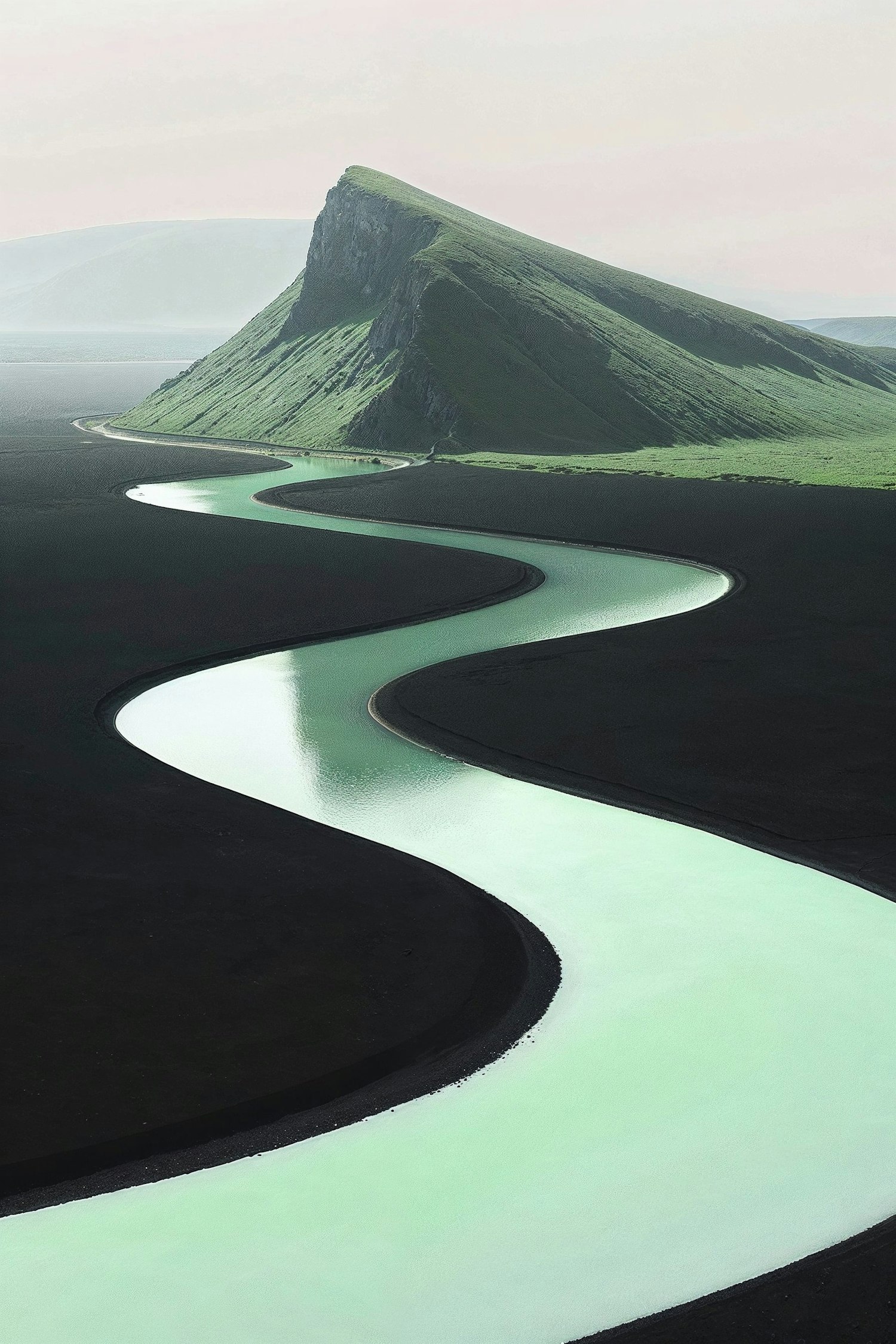 Verdant Mountain and Serpentine River