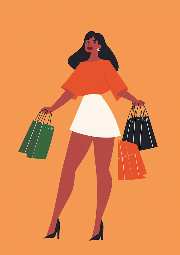 Fashionable Woman with Shopping Bags Illustration