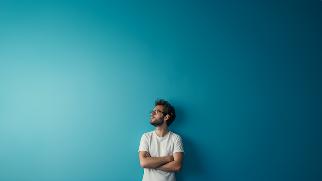 Contemplative Man Against Blue Tranquility