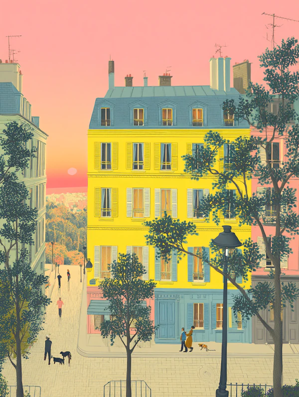 Parisian Street Sunset