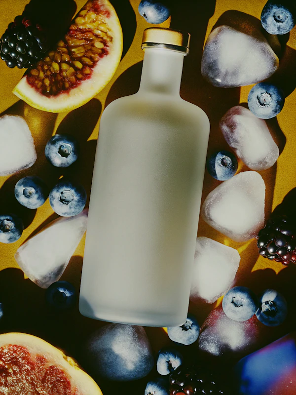 Frosted Bottle & Fruits