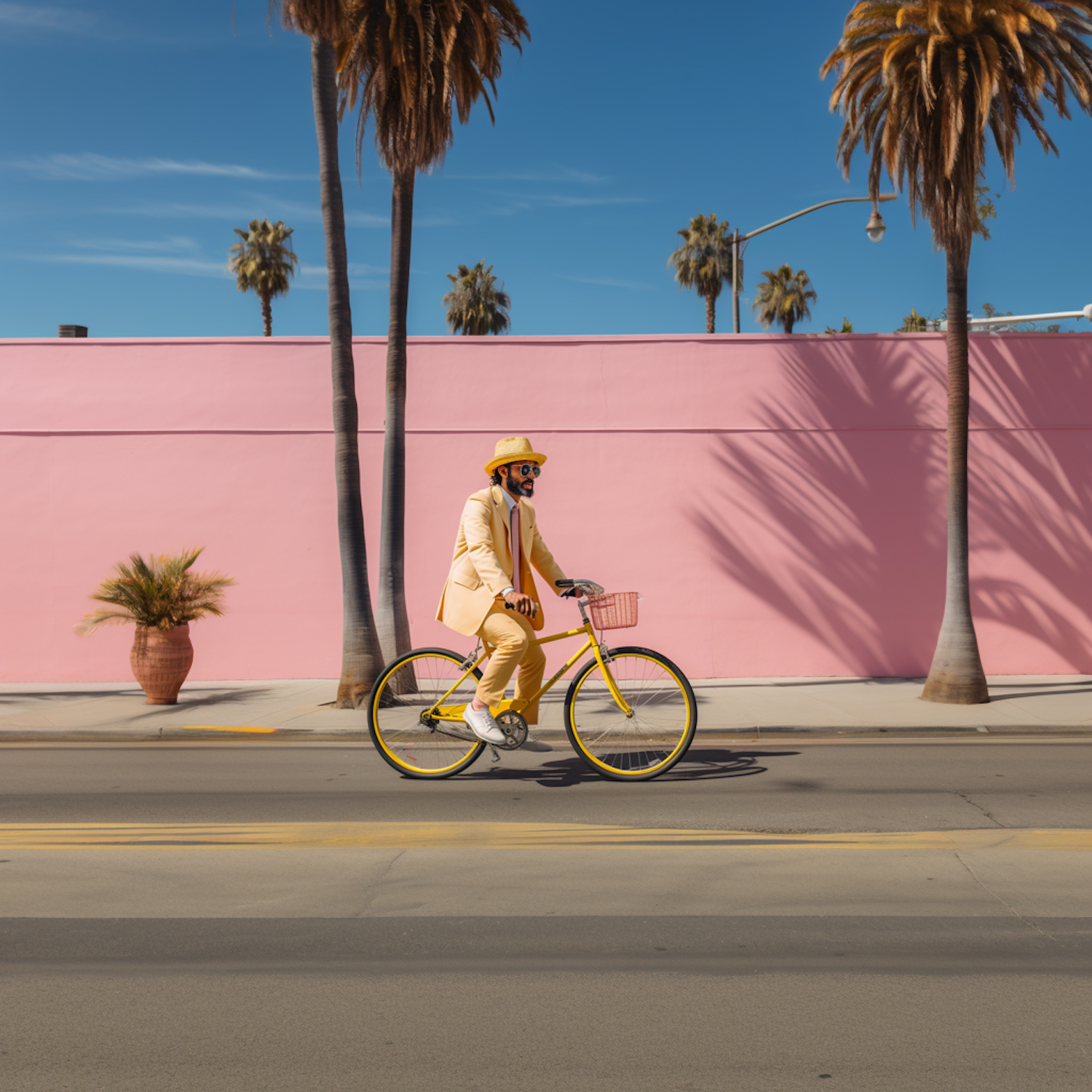 Sunny Cyclist on Palm Lane
