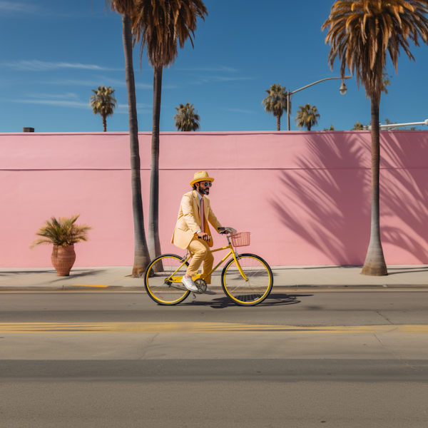 Sunny Cyclist on Palm Lane