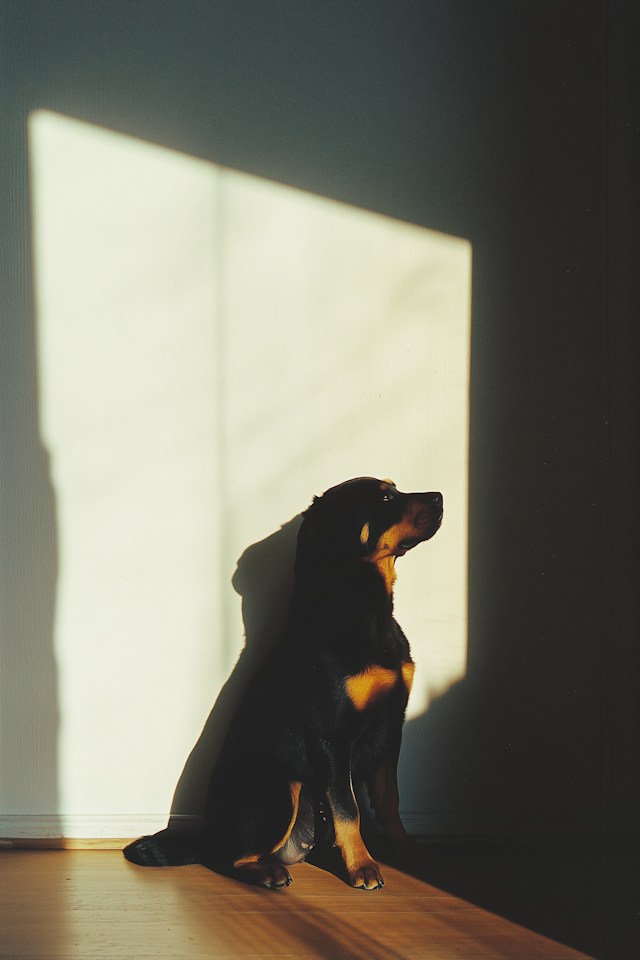 Contemplative Dog in Golden Light