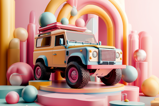 Pastel Off-Road Vehicle in Abstract Setting