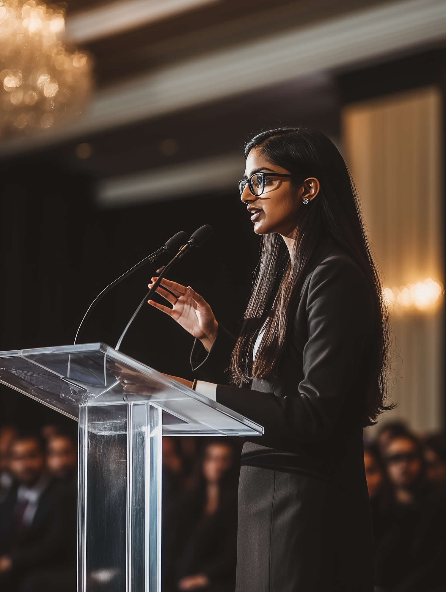 Woman Speaking at Podium