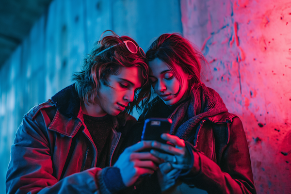 Digital Intimacy in Neon Glow