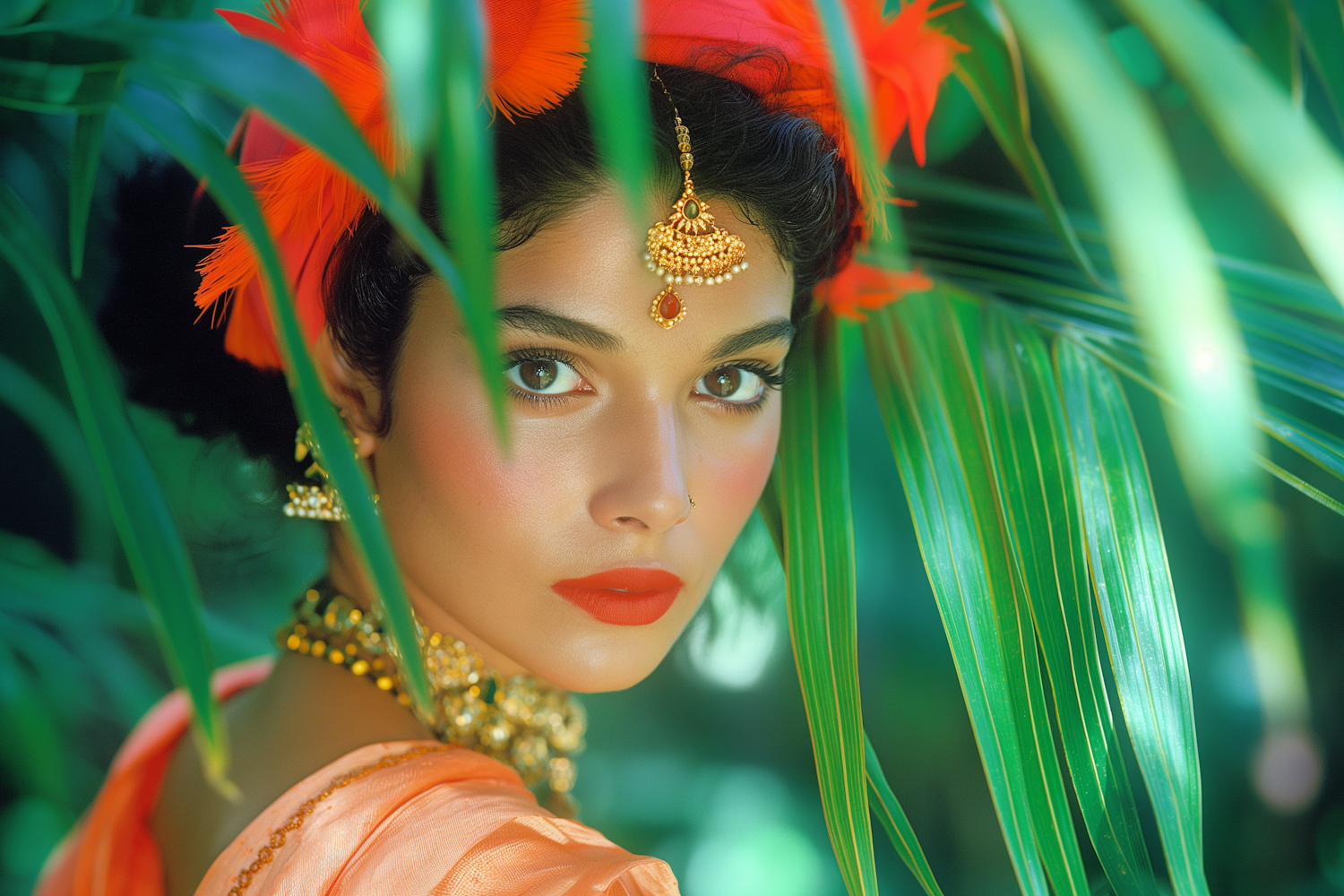 Serene Beauty in Traditional Attire