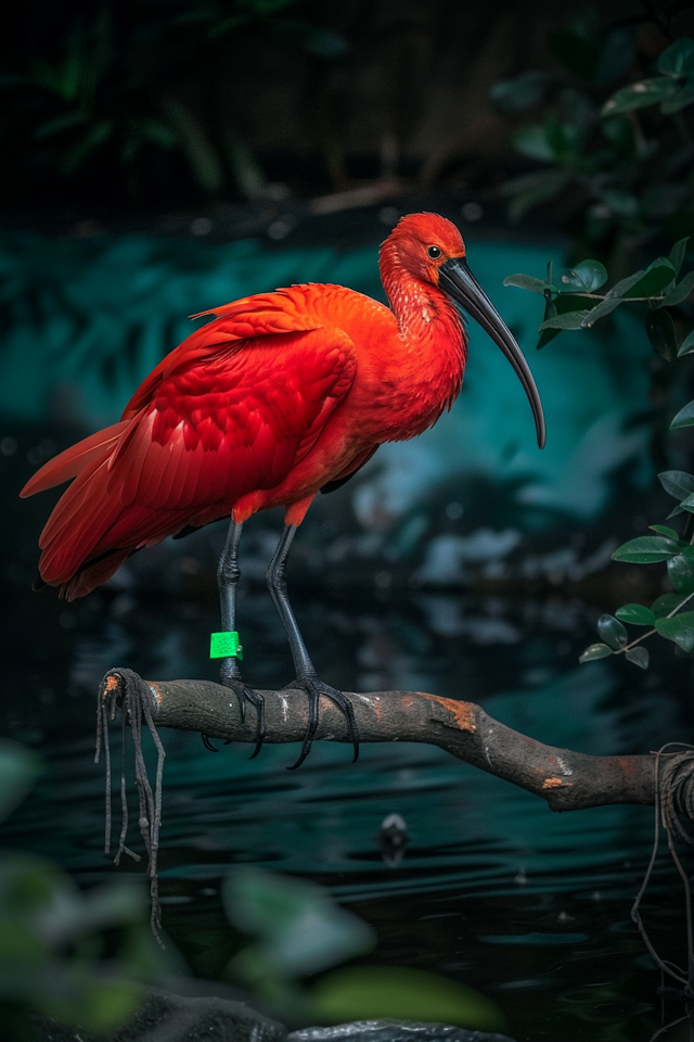 Scarlet Ibis on Branch