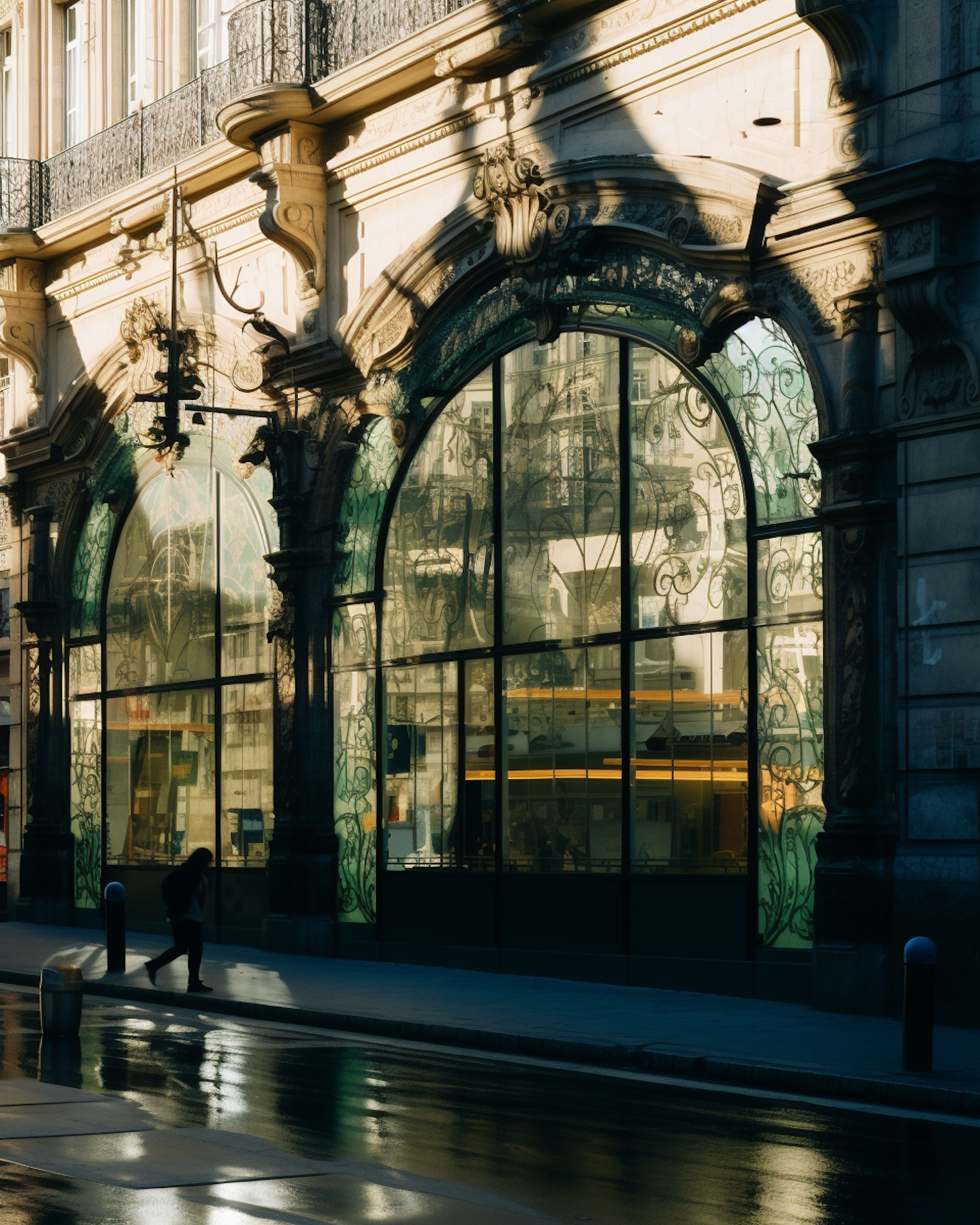 Golden Hour Grandeur with Arched Silhouettes