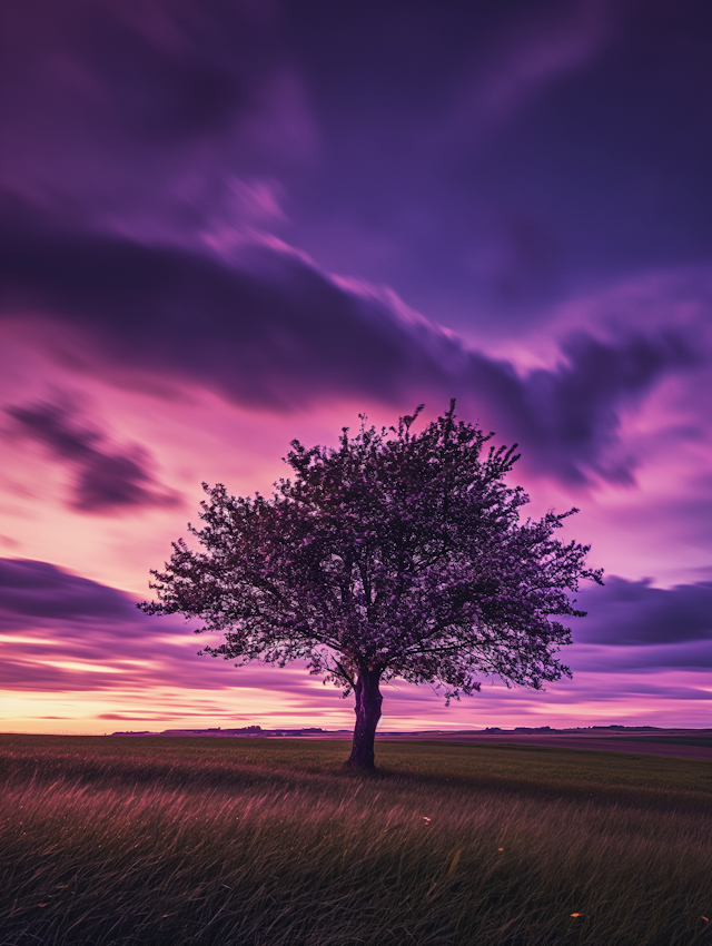 Solitary Tree Amidst Twilight's Embrace