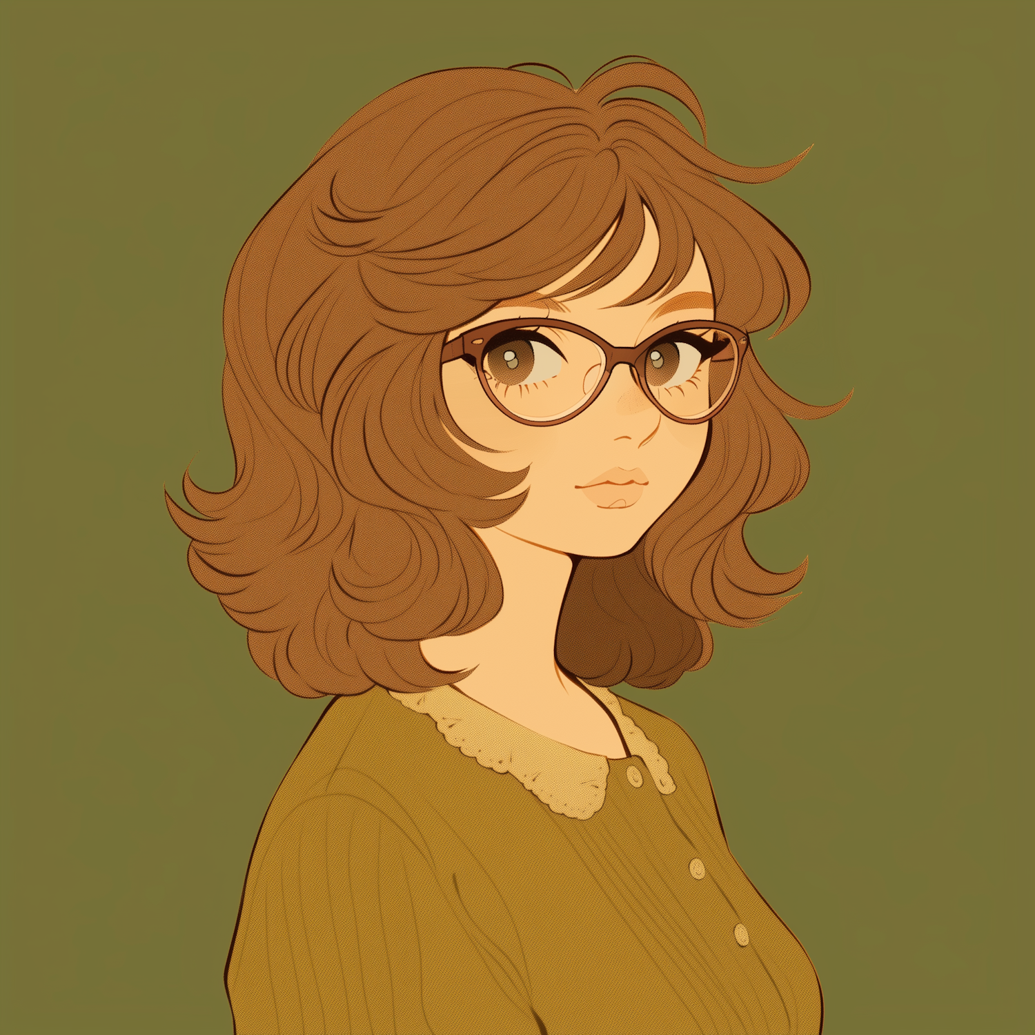 Contemplative Young Woman with Glasses