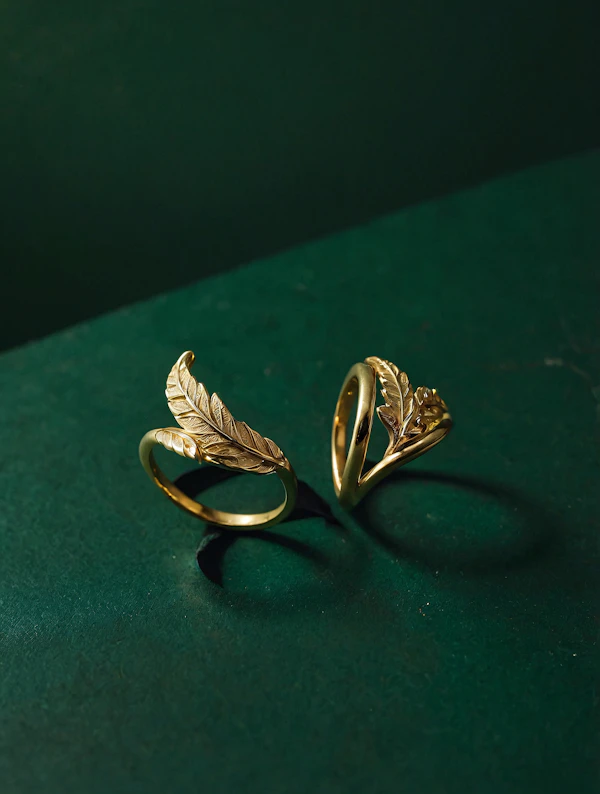 Gold Leaf Rings Display