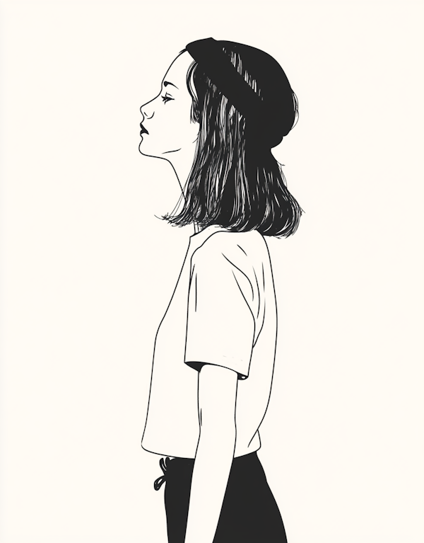 Serene Profile Illustration of a Young Woman