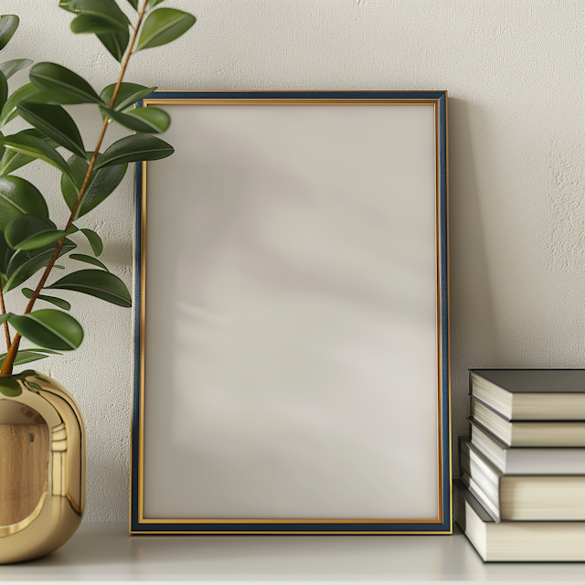 Elegant Interior with Blank Framed Portrait