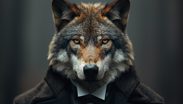 Wolf in a Suit Portrait