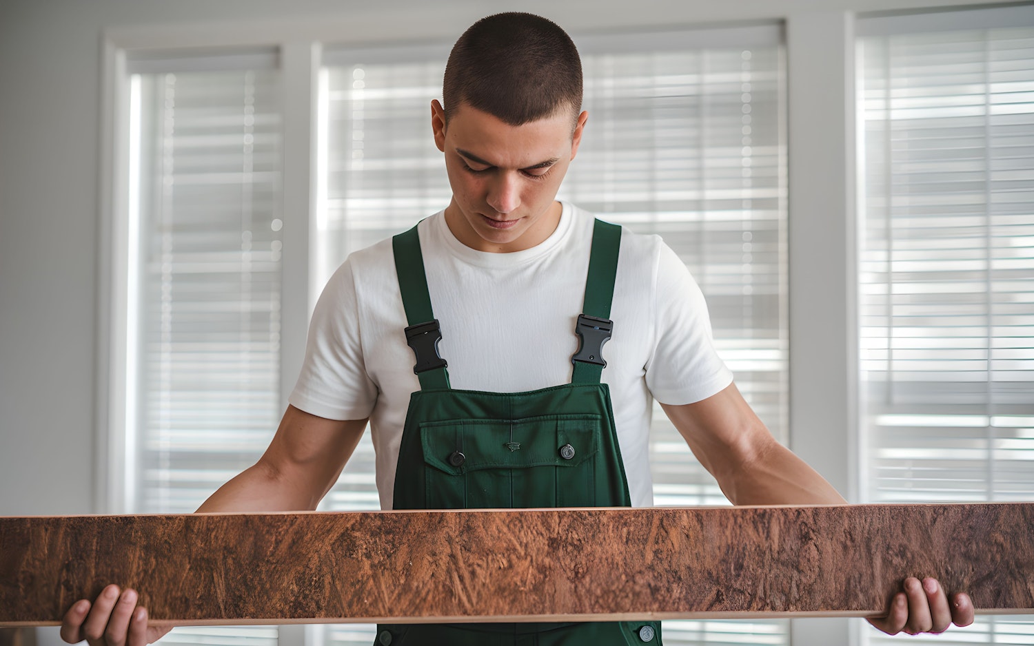 Concentrated Woodworker in Workshop