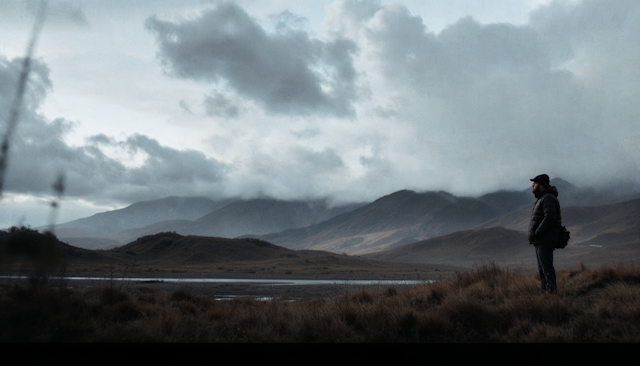 Solitary Figure in Vast Landscape