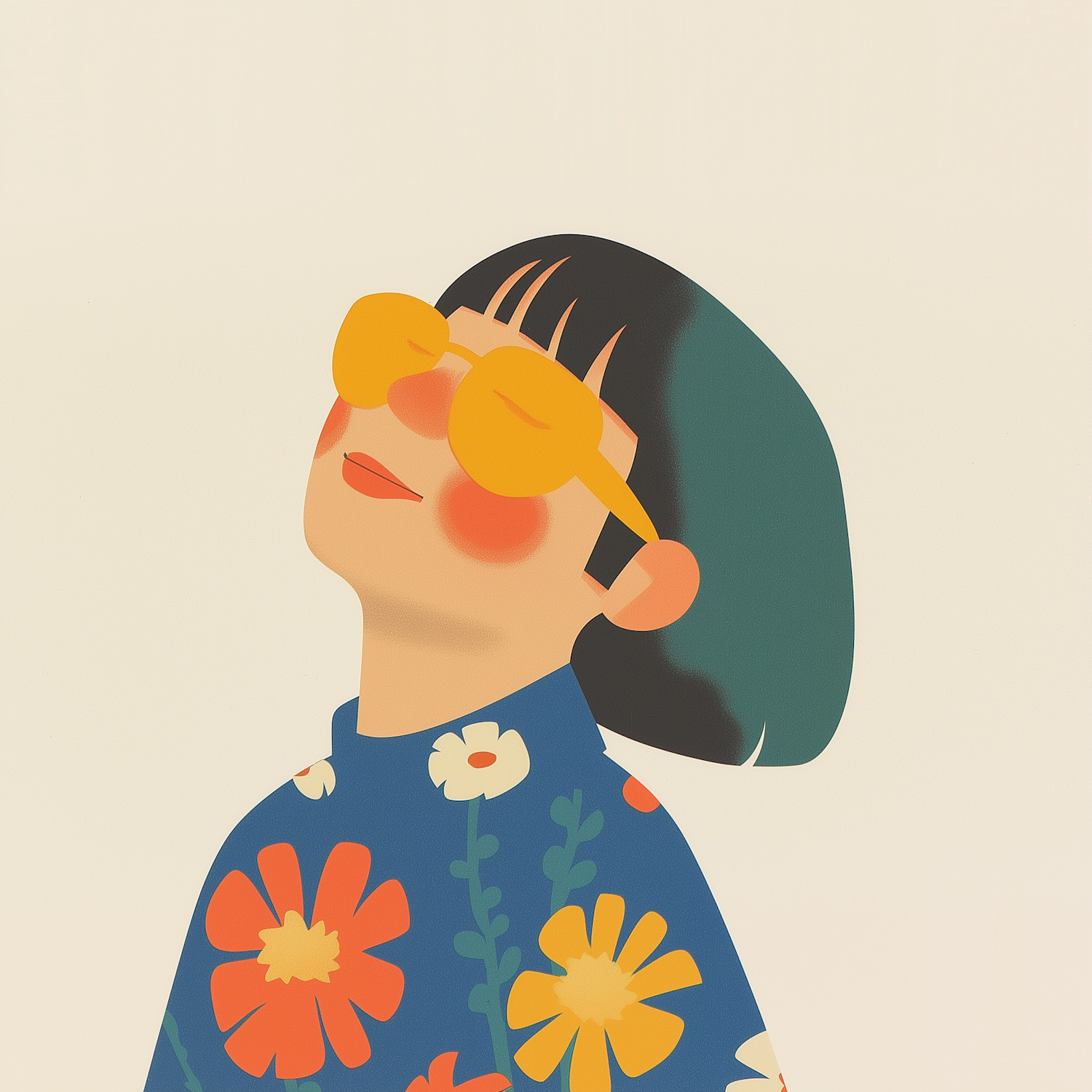 Stylized Portrait with Floral Shirt