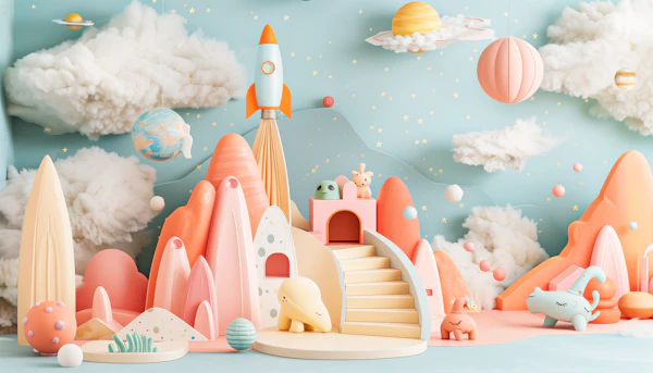Whimsical Space Fantasy Playset Scene