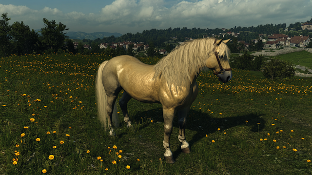 Majestic Palomino Horse in Meadow