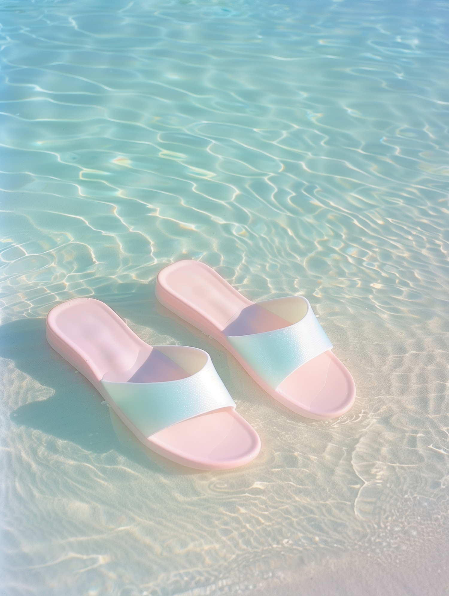 Pastel Sandals in Shallow Water