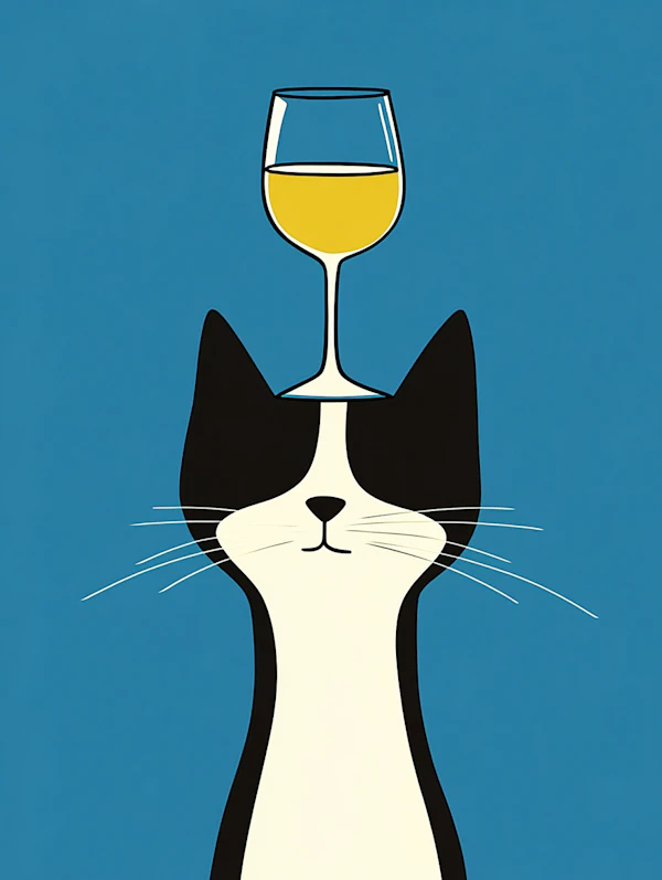 Balancing Cat Illustration