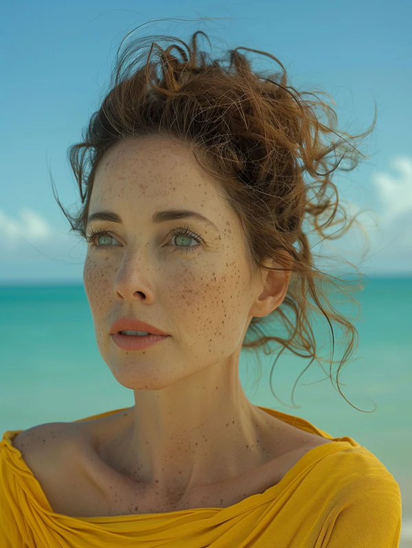 Contemplative Woman on Beach