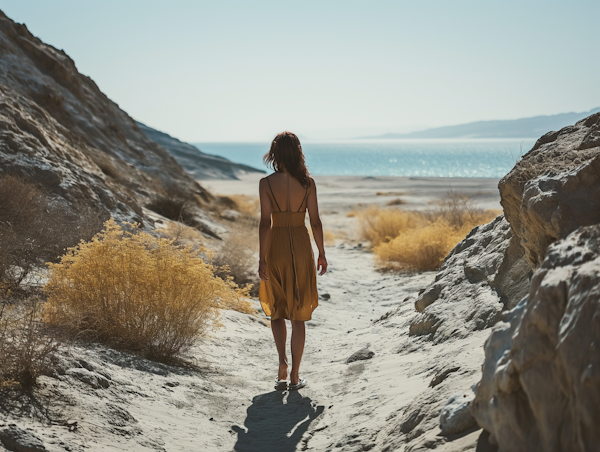 Solitary Stroll by the Coast