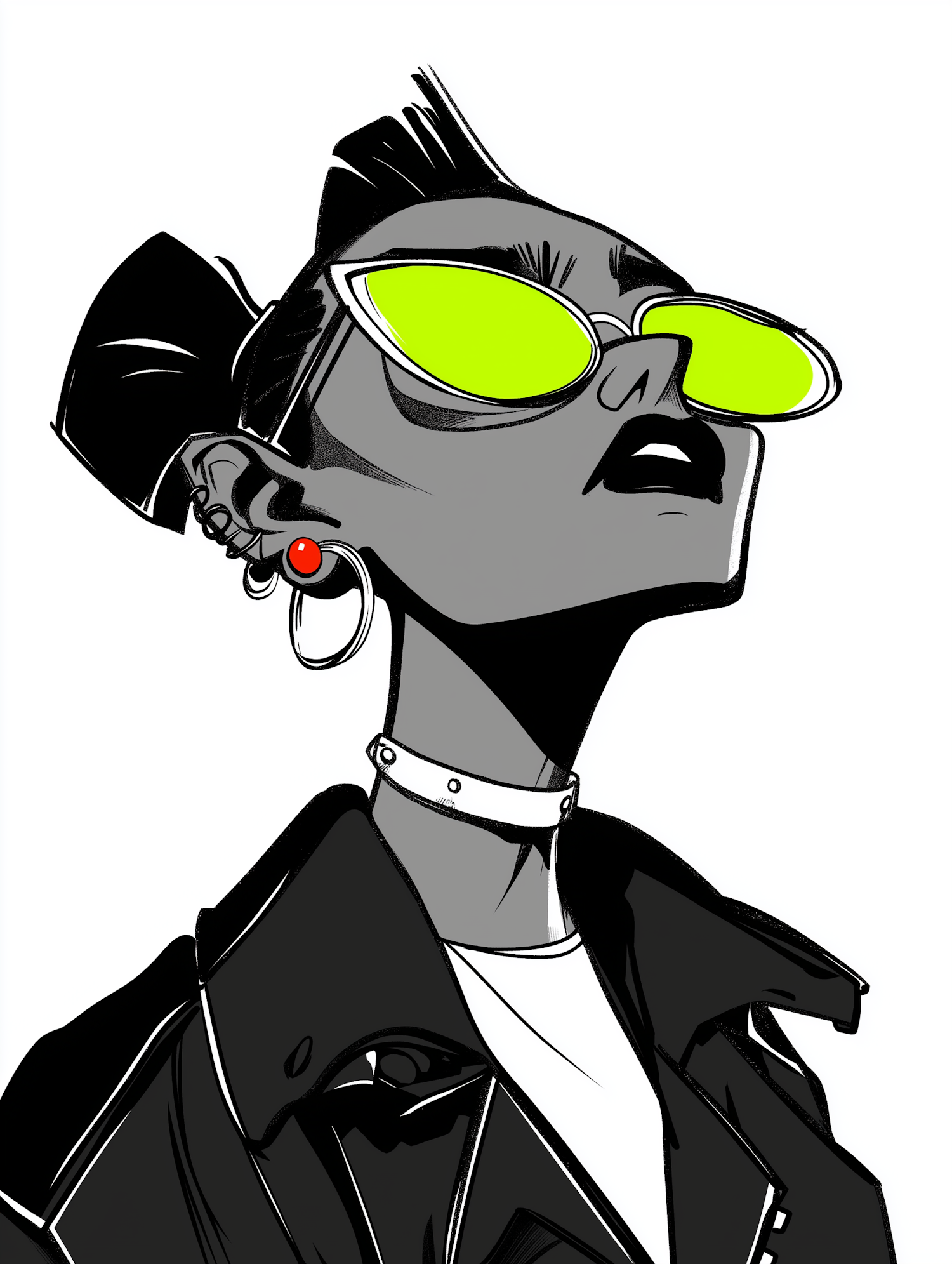 Stylized Portrait with Neon Sunglasses