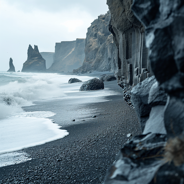 Moody Basalt Cliffs and Black Sand Beach