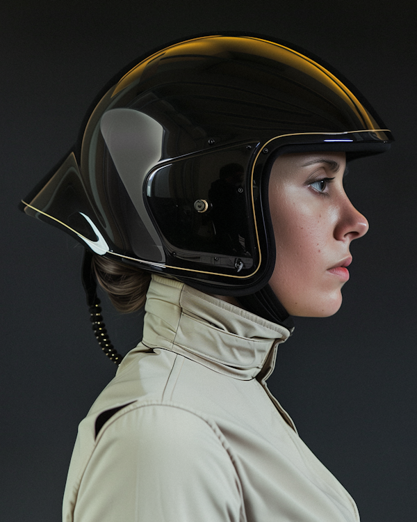 Modern Motorcycle Helmet Portrait