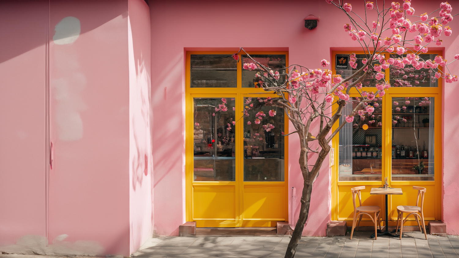 Cherry Blossom and Colorful Architecture