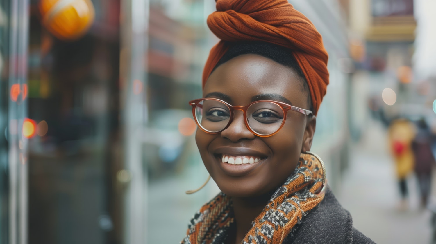 Joyful Portrait with Headwrap