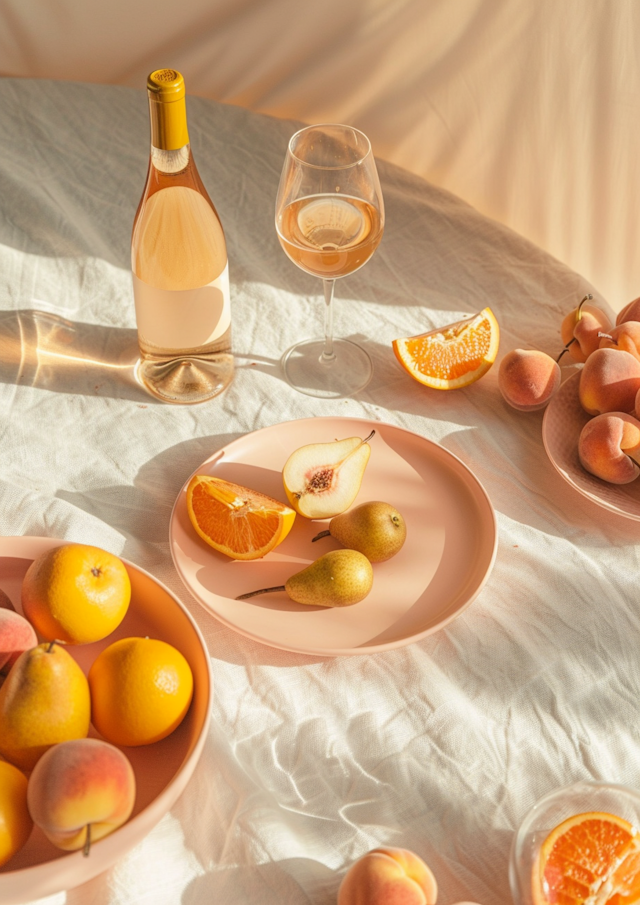 Summer Still Life with Fruits and Rosé