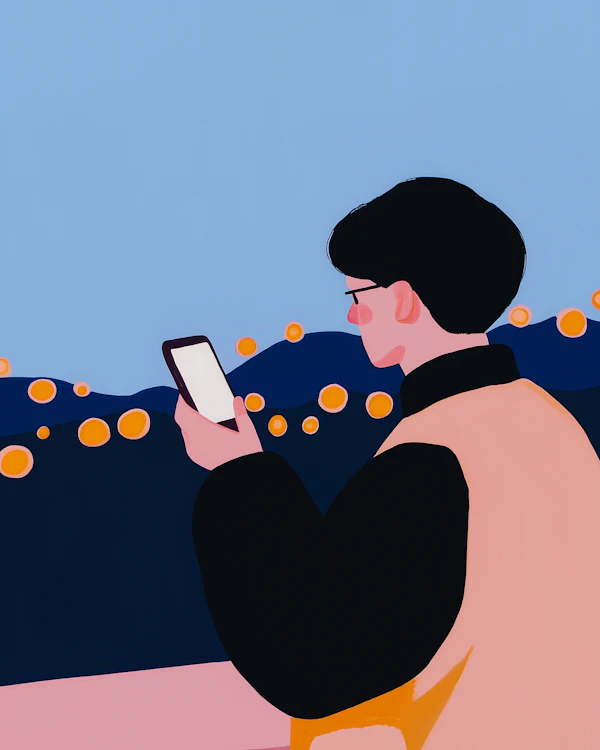 Person with Smartphone Illustration