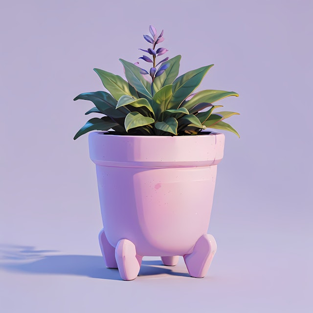 Potted Plant with Purple Flowers