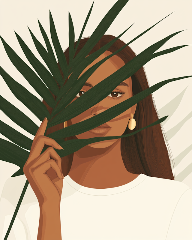 Serene Woman with Palm Leaf