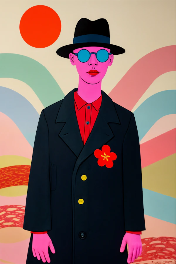 Stylized Human Figure with Abstract Background