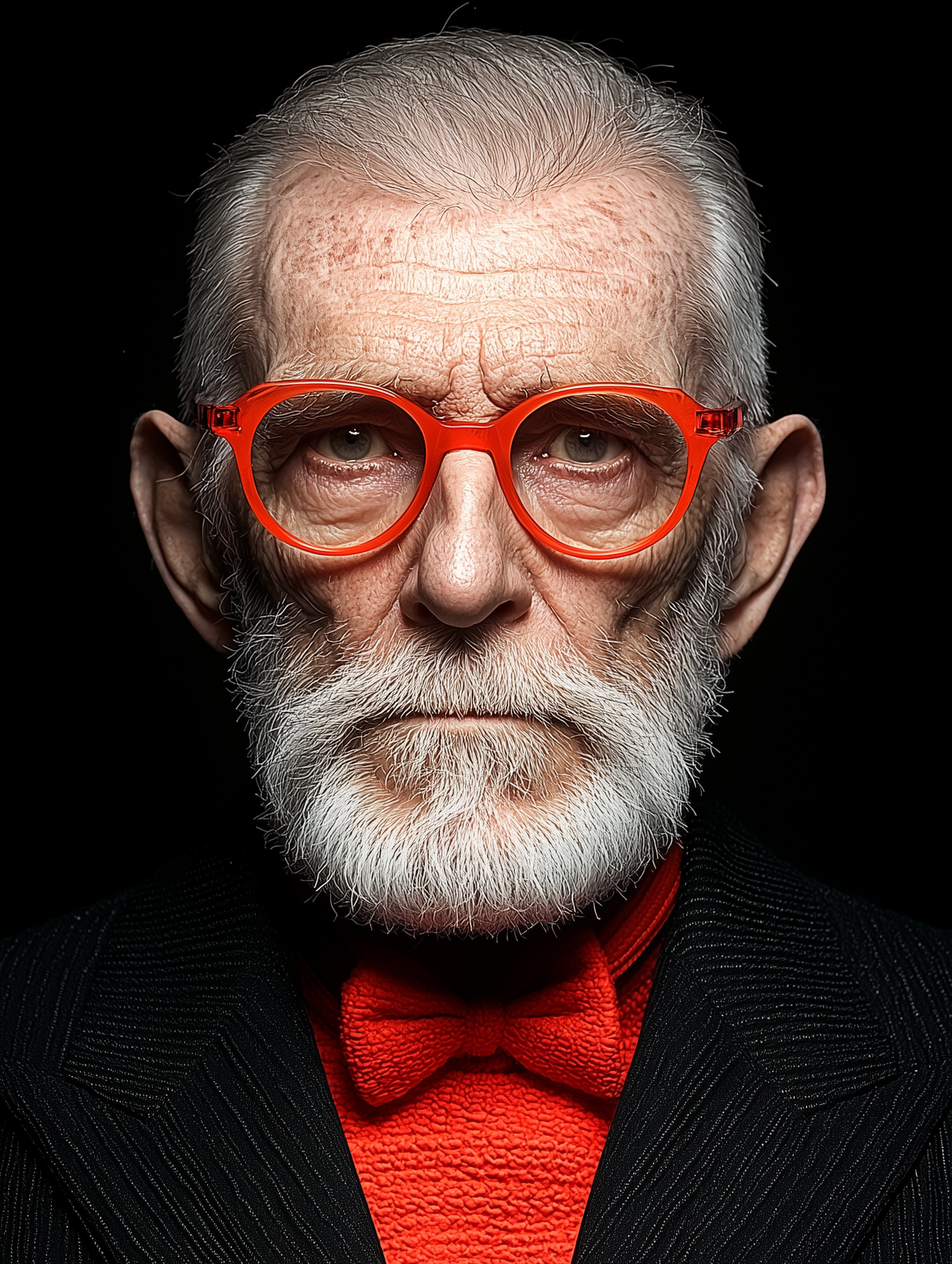 Elderly Man with Red Glasses