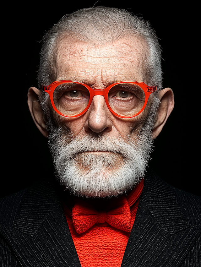 Elderly Man with Red Glasses