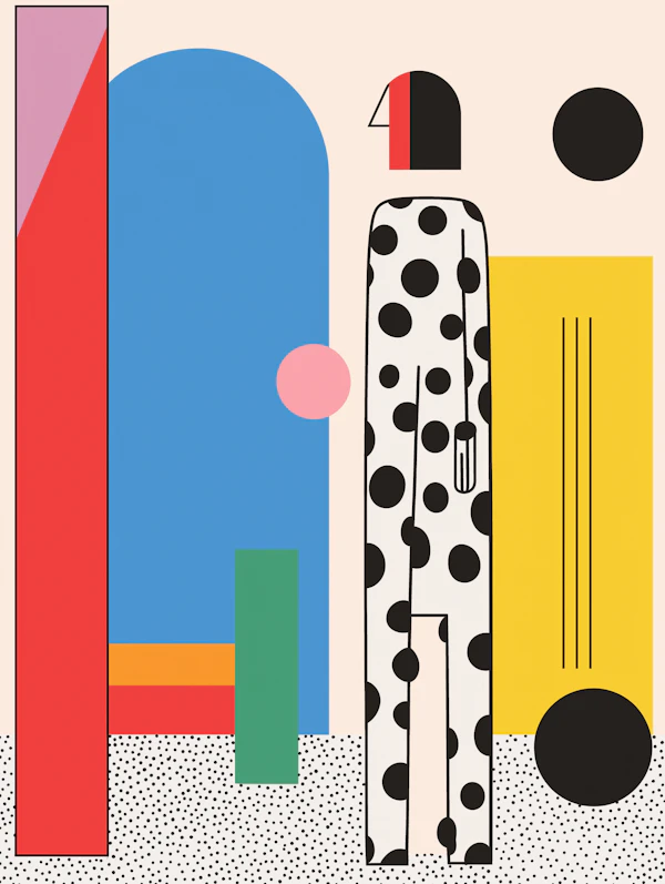 Abstract Geometric Illustration with Stylized Figure