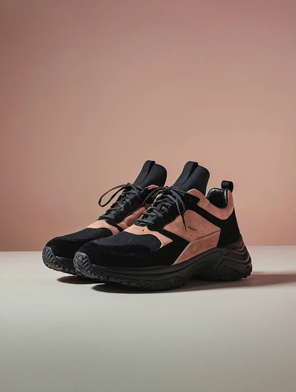 Stylish Sneakers on Muted Background