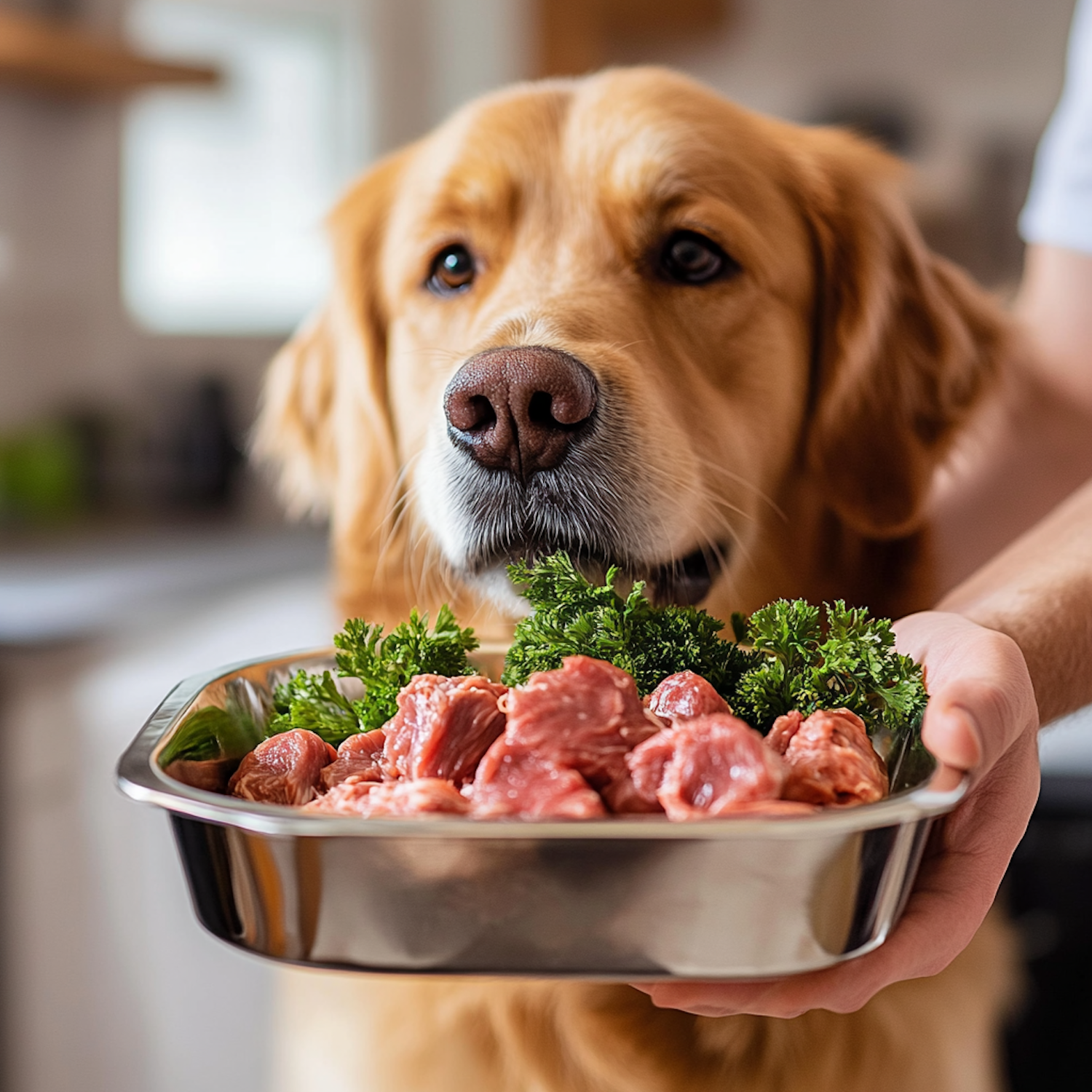 Golden Retriever with Meal