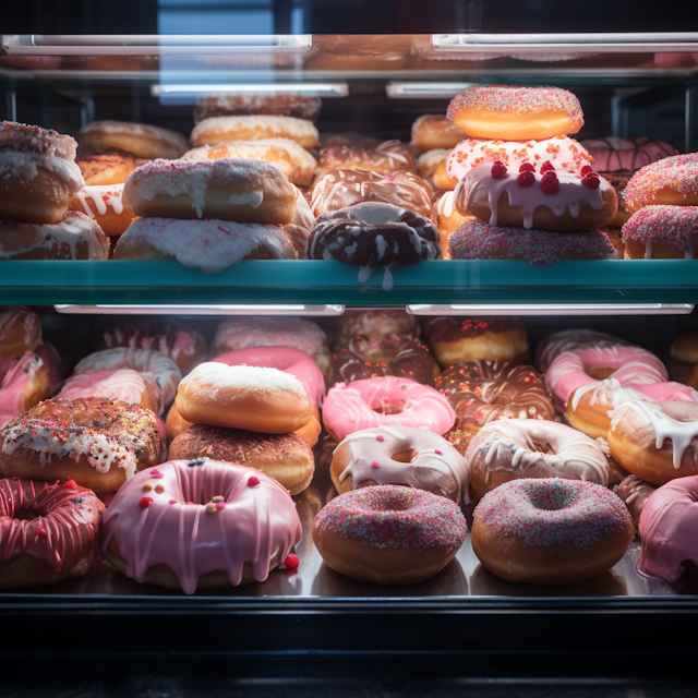 Assorted Gourmet Doughnuts Showcase